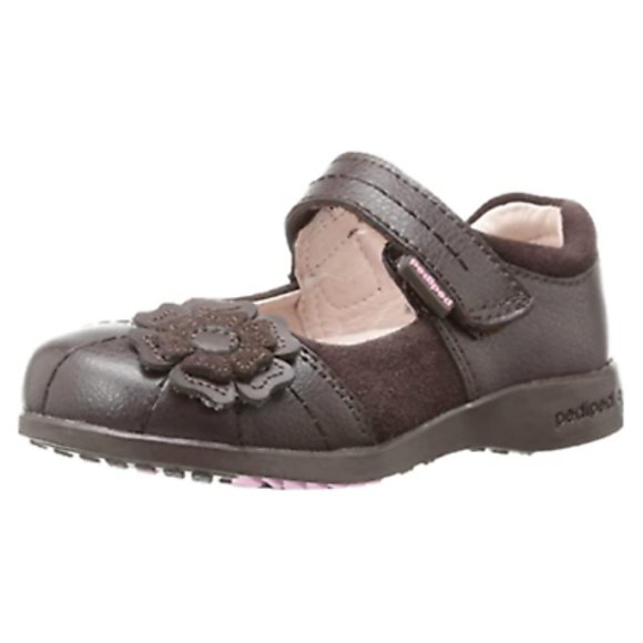 NEW pediped Kid Flex Sarah Leather Suede Texture Blocked 3D Flower Dress Flats - Picture 1 of 8